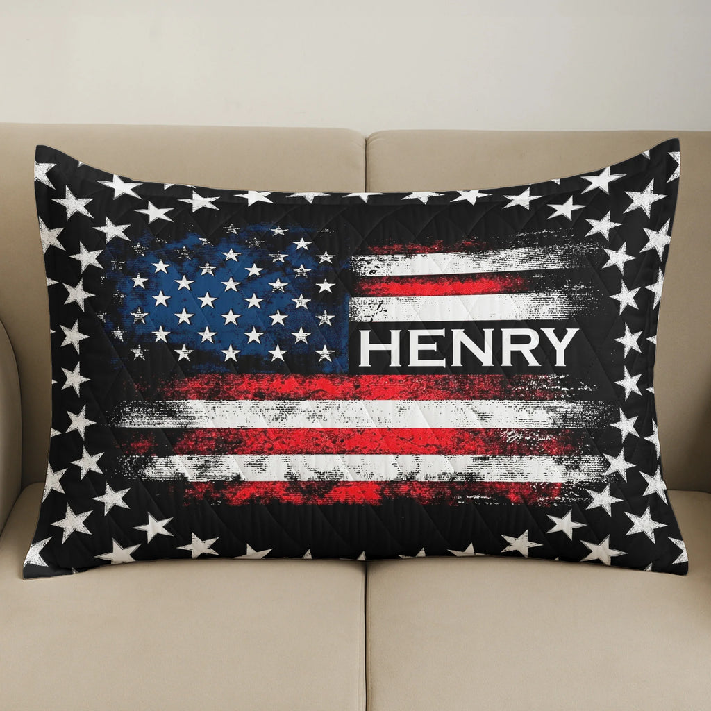 American Freedom Flag Patriotic Design - Custom Quilt Set