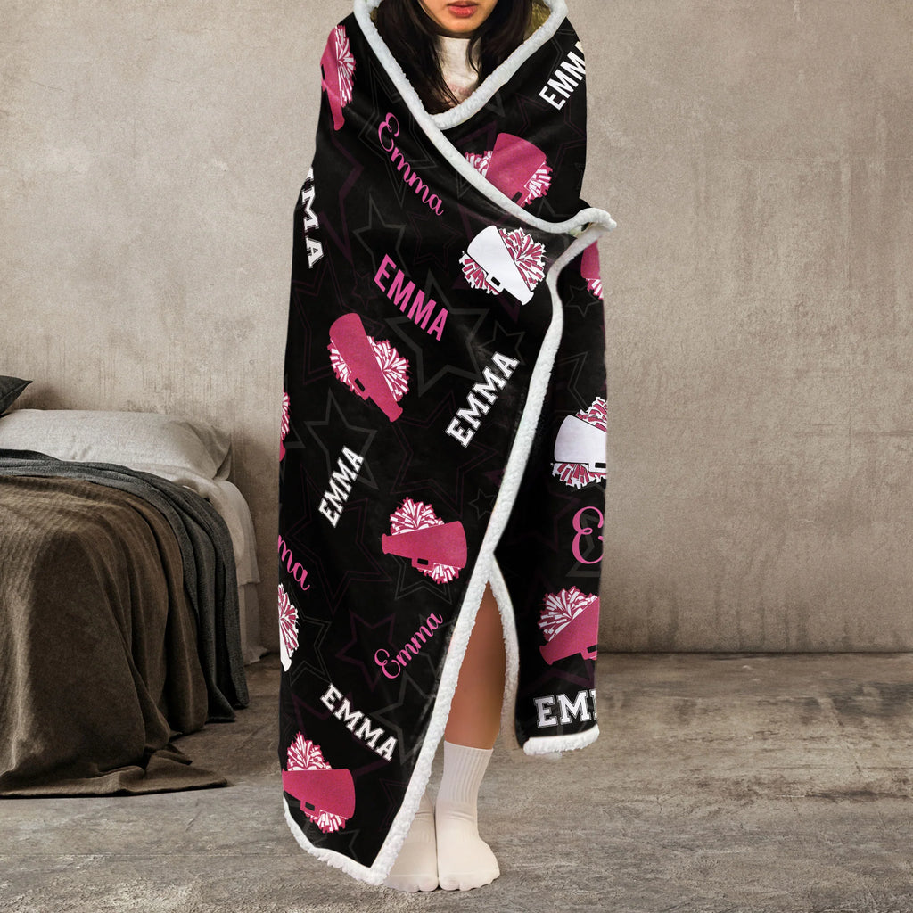 Cheerleader Custom Name, Color - Personalized Wearable Blanket Hoodie
