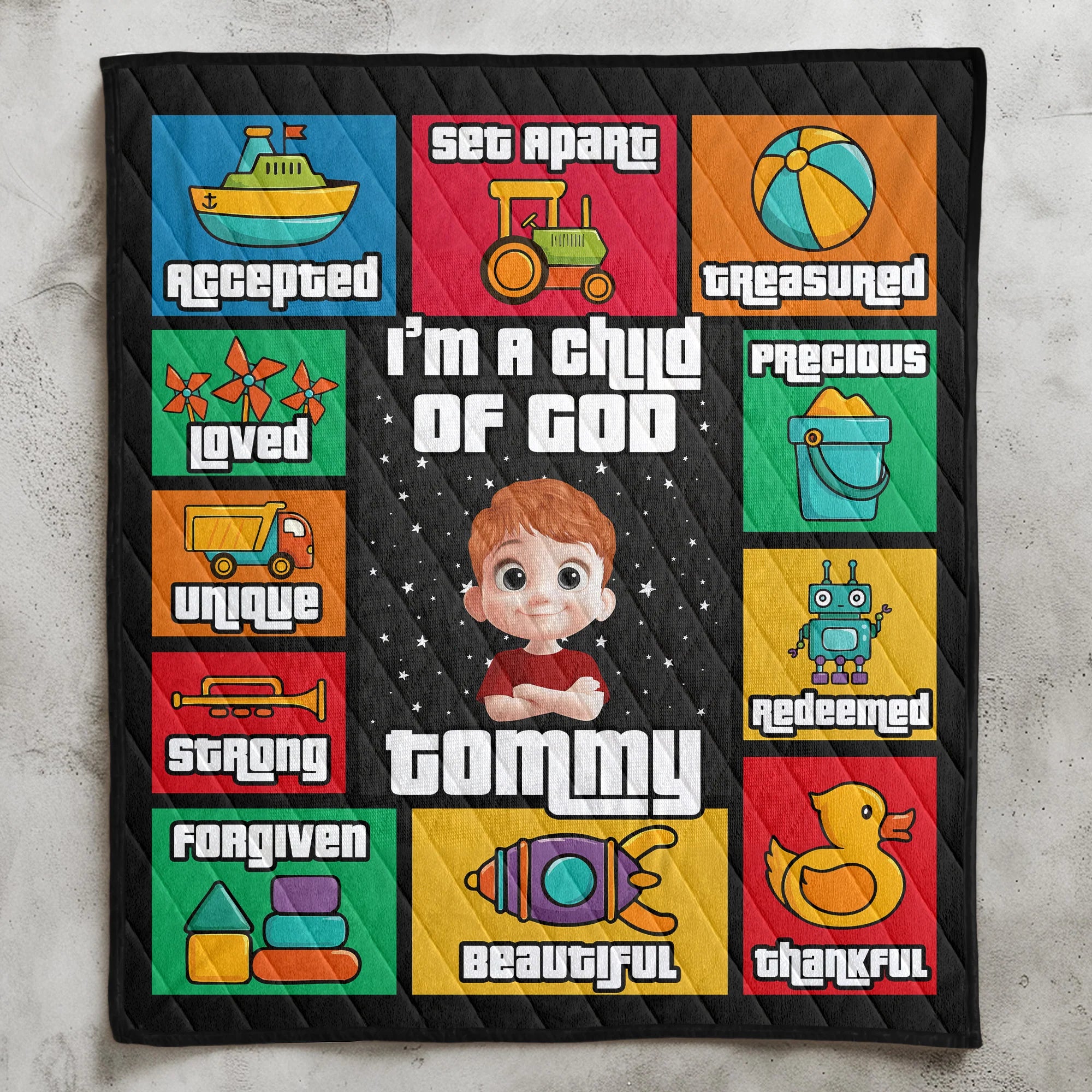 I Am A Child Of God Colorful Letter - Custom Quilt Set