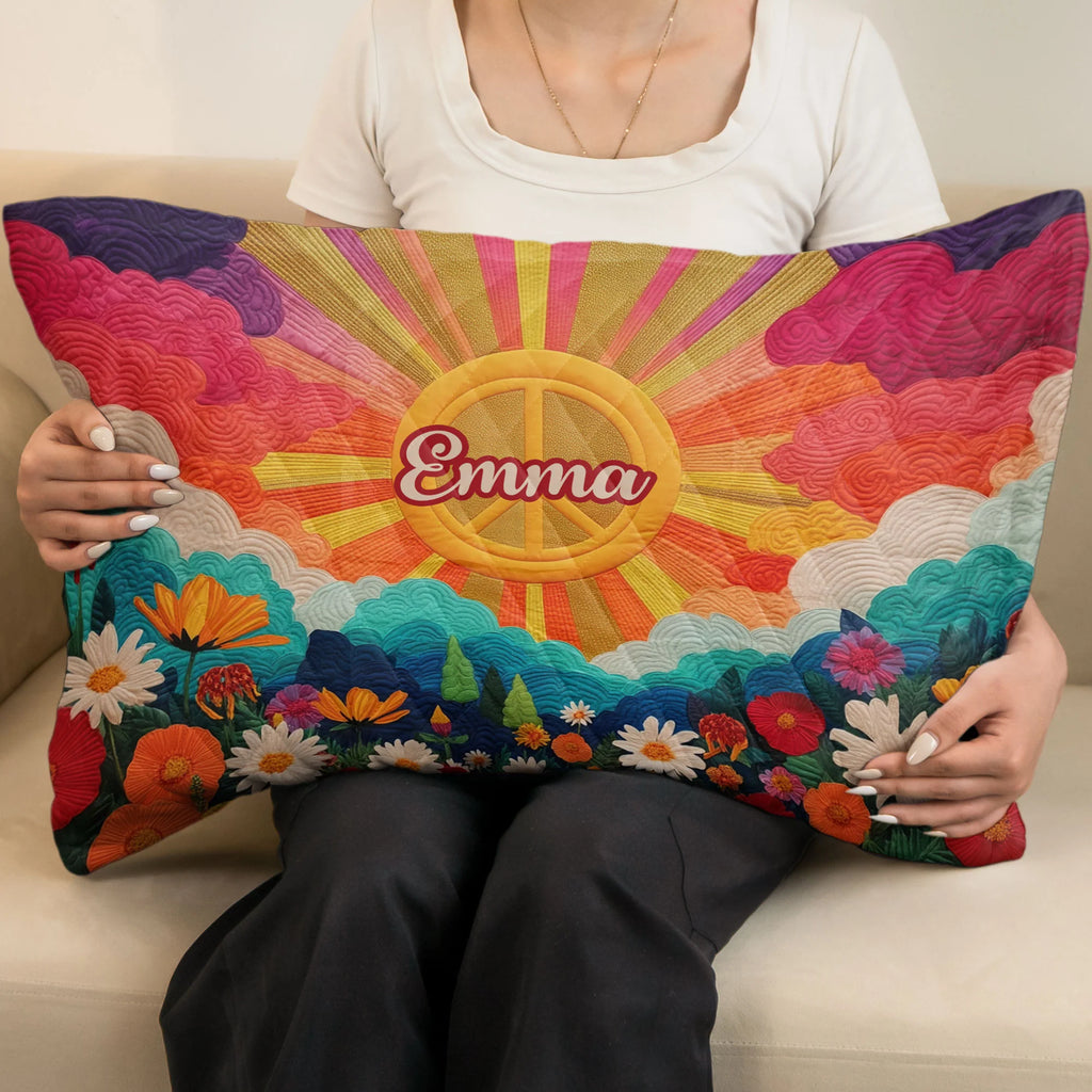 Boho Hippy Mushroom Sunrise Background - Custom Quilt Set