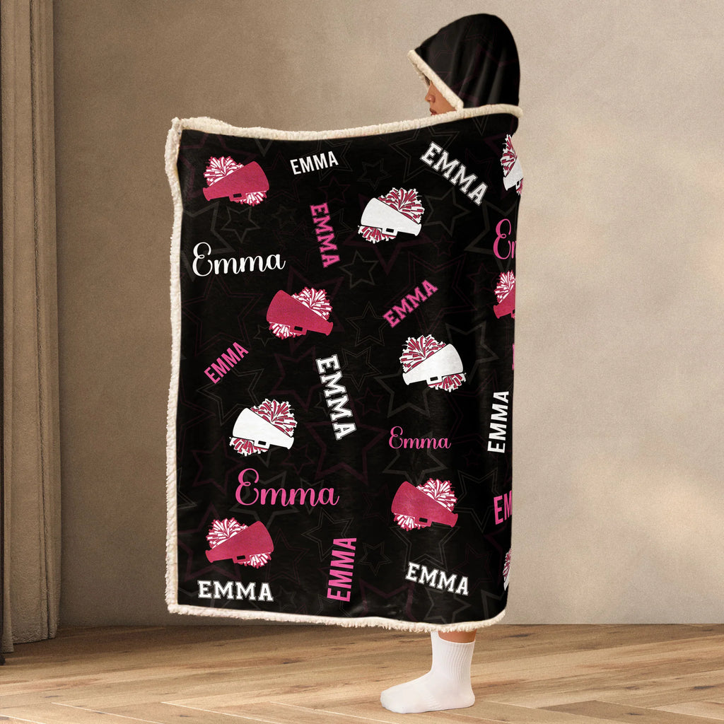 Cheerleader Custom Name, Color - Personalized Wearable Blanket Hoodie