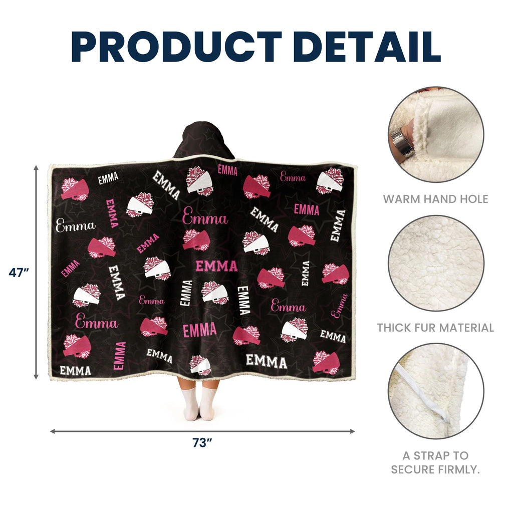 Cheerleader Custom Name, Color - Personalized Wearable Blanket Hoodie