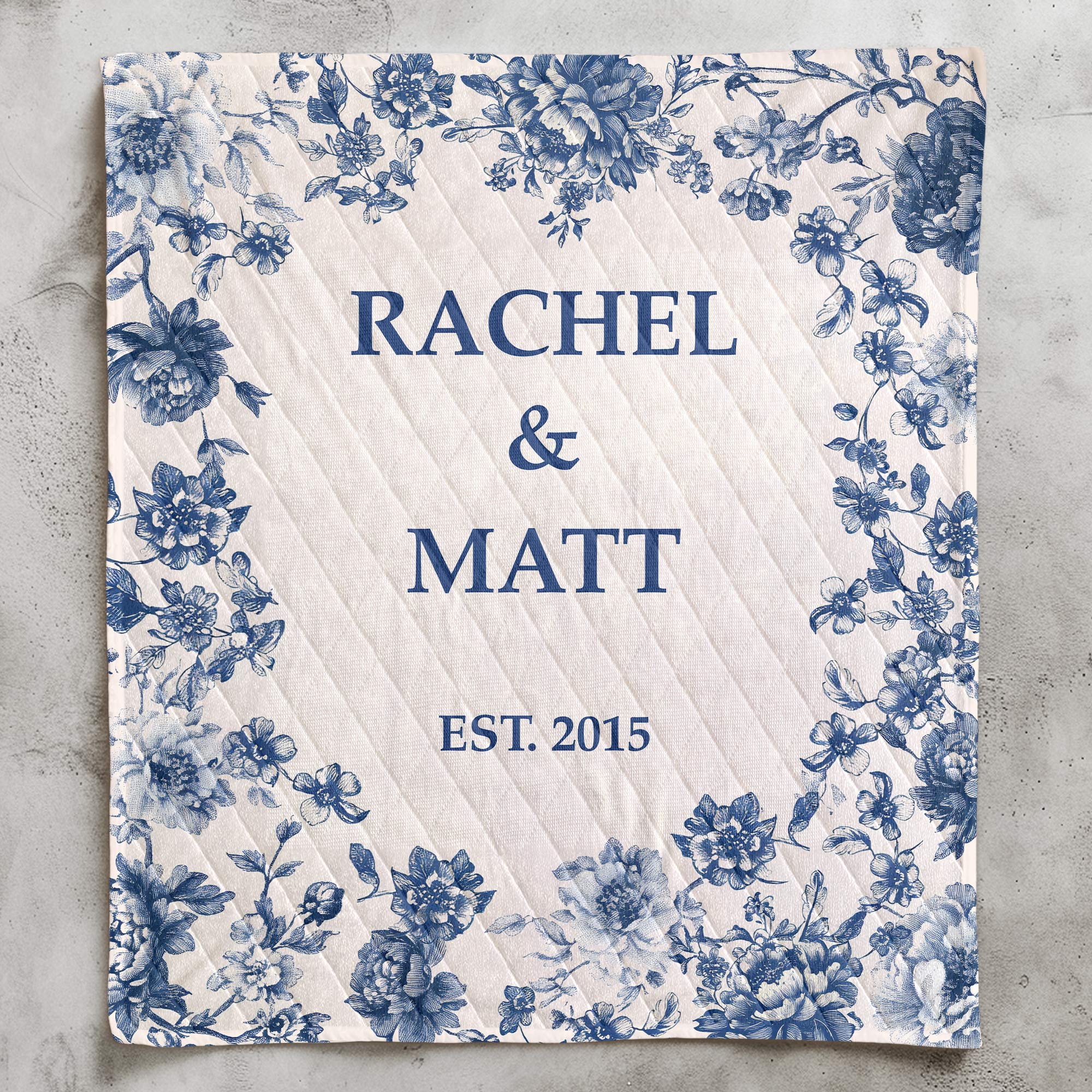 Couple Anniversary Gift Bedding Decor Chinoiserie Toile De Jouy Style - Custom Quilt Set
