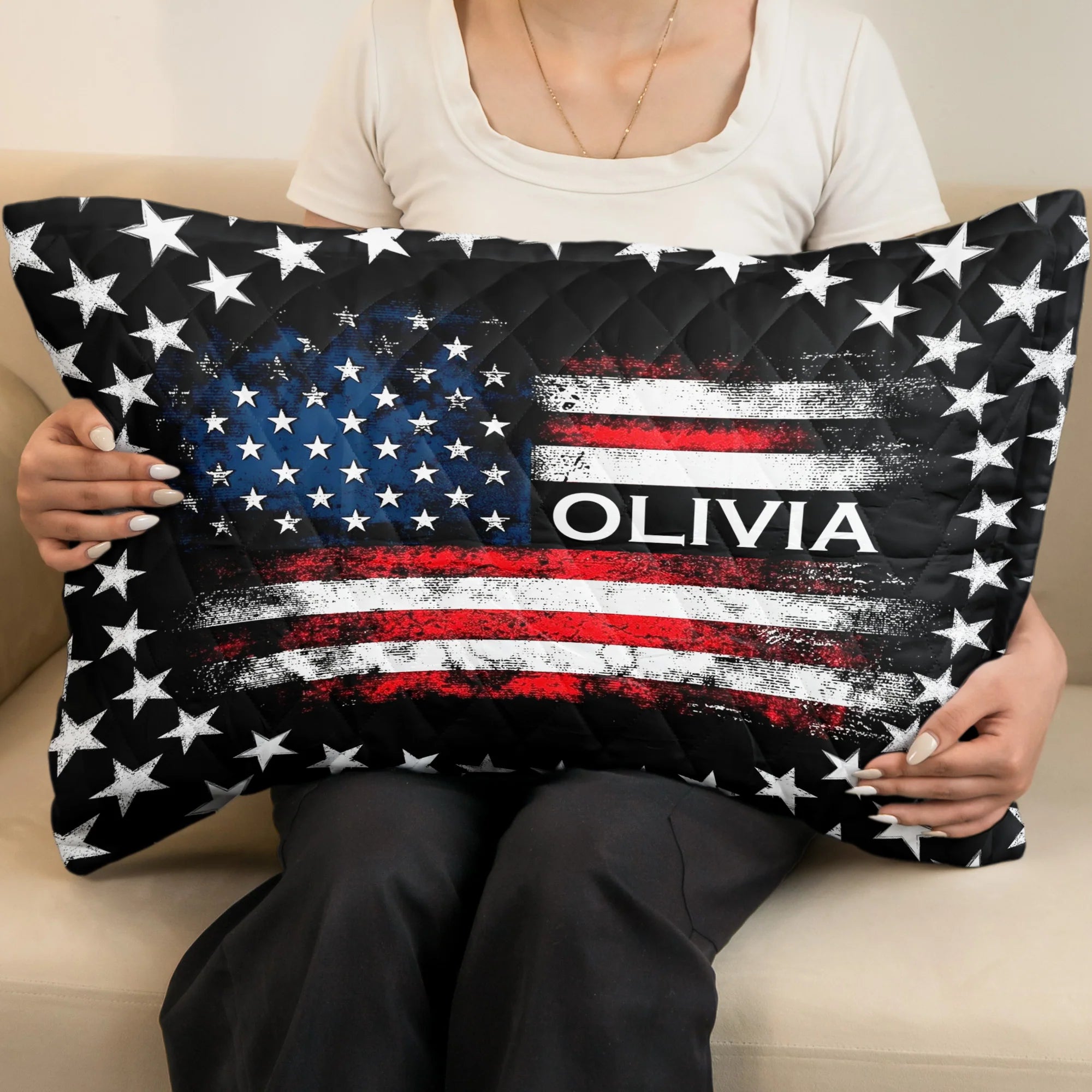 American Freedom Flag Patriotic Design - Custom Quilt Set